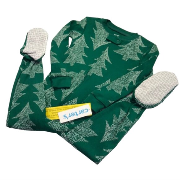 Carter's Baby One-Piece Christmas Tree Cotton Footed Pajama - Picture 3 of 3